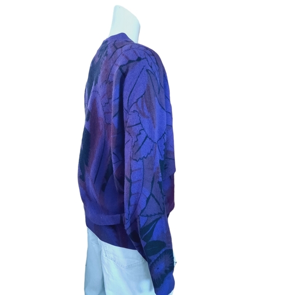 Vintage 80s deWall Sweater Wool Blend Black Panther Print Oversized Fit - Picture 5 of 9